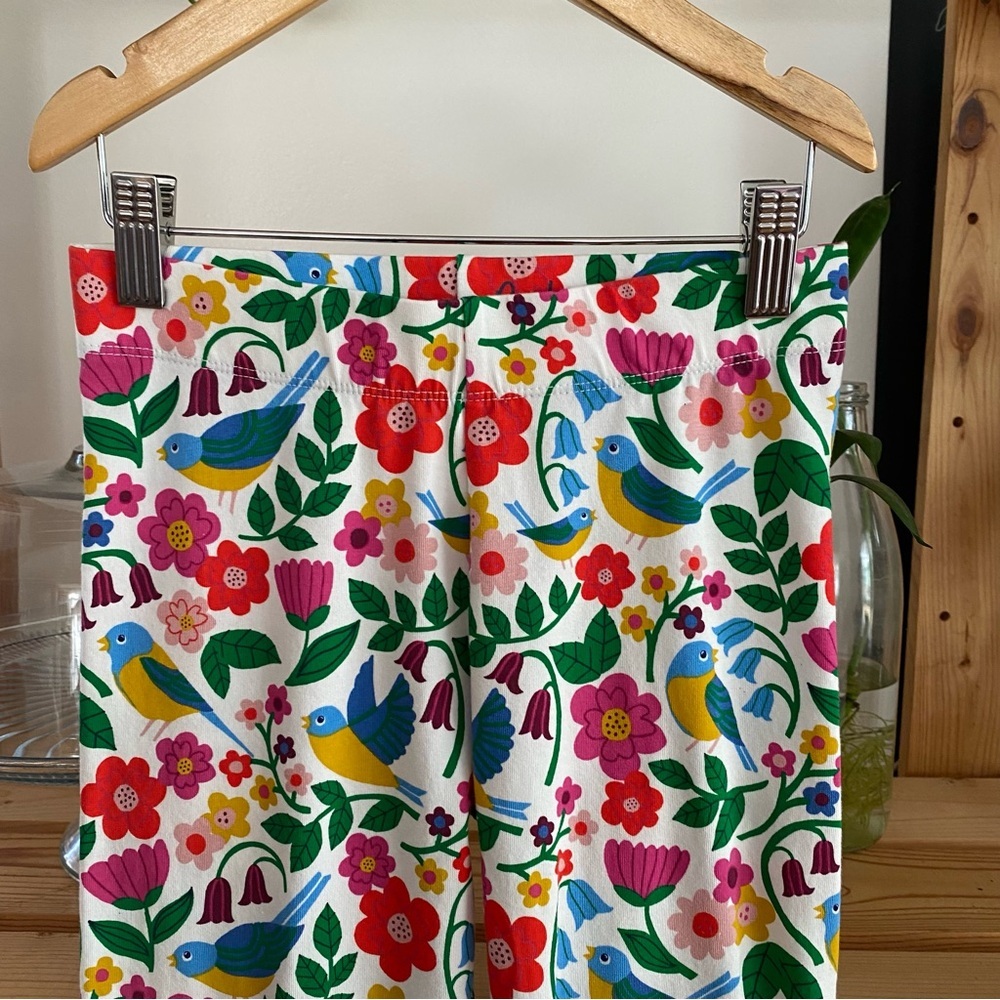 Mini Boden Colorful Floral Bird Print Fun Leggings 10 - Picture 6 of 12